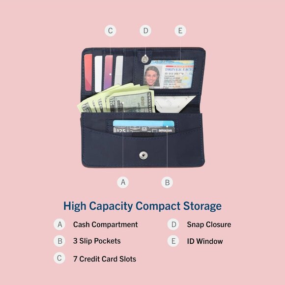 Seaside Slim Vegan Leather Clutch Wallet with RFID Blocking for Travel, Chocolat - Picture 4 of 6